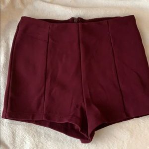 Forever 21 Maroon Ribbed Shorts